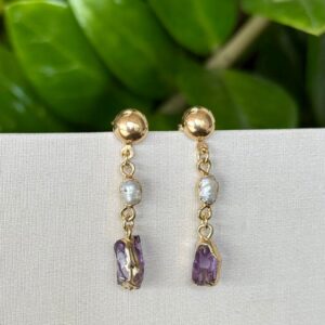 Brinco Aurora Ametista e Pérola