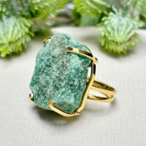Anel Pedra Bruta Quartzo Verde