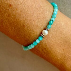 Pulseira Jade Amazonita Mesclada Prata 925