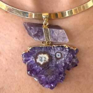 Pingente Duo Lepidolita e Estalactite