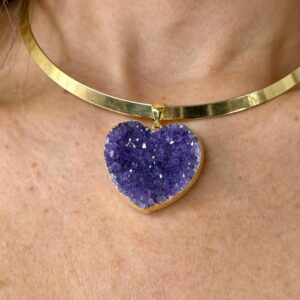 Pingente Coração Drusa de Ametista