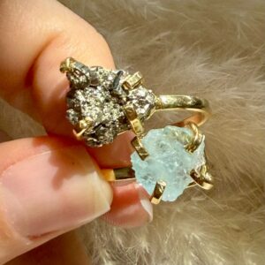 Anel Duo Água Marinha e Pirita